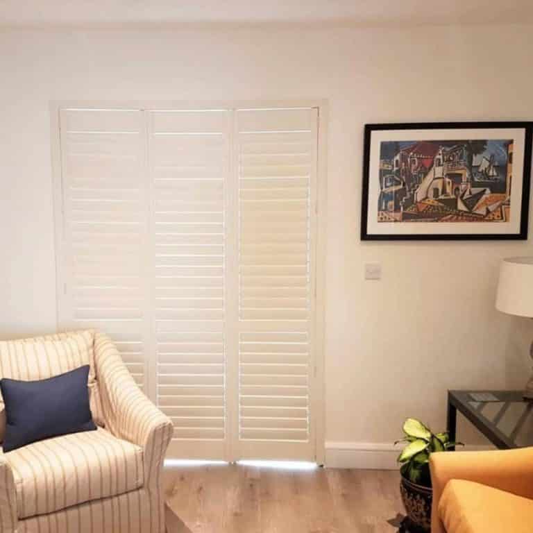 Living Room Limed White Shutters